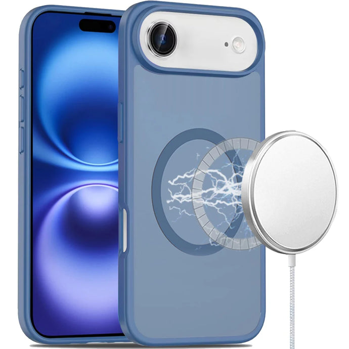 For iPhone 17 Air [Magnetic Circle] Smooth Safe Matte Feel Hybrid Case - Navy Blue