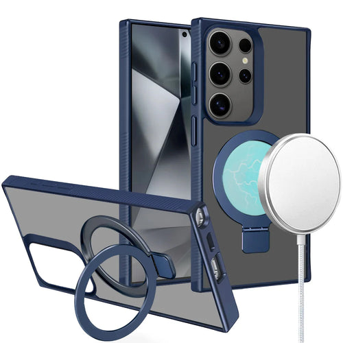 For Samsung s25 Ultra Skin Touch Feel HQ [Magnetic Circle] Kickstand Hybrid - Blue