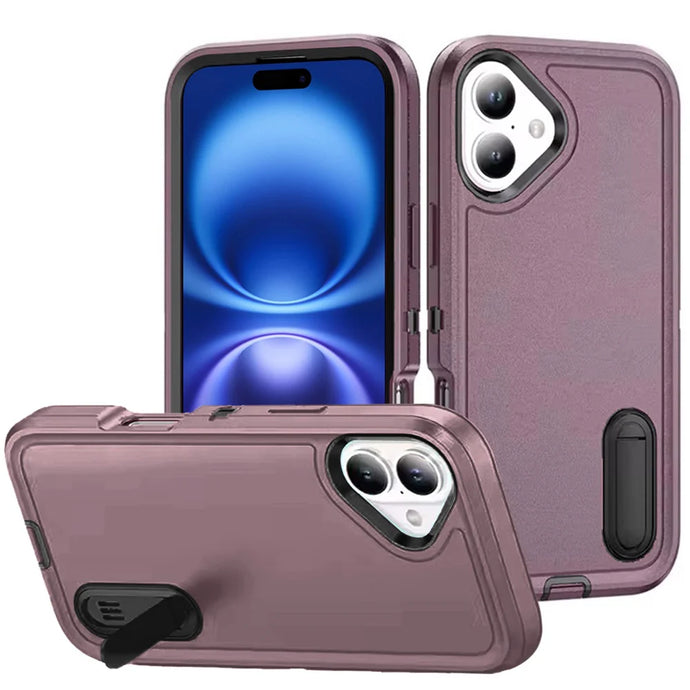 For iPhone 17 PEAK 3in1 Toughest Hybrid with Stand Cover Case - Burgundy/Black
