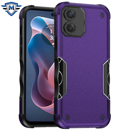 For Motorola Moto G Play 2024 METKASE Exquisite Tough Shockproof Hybrid Case Cover in Premium Slide-Out Package - Dark Purple