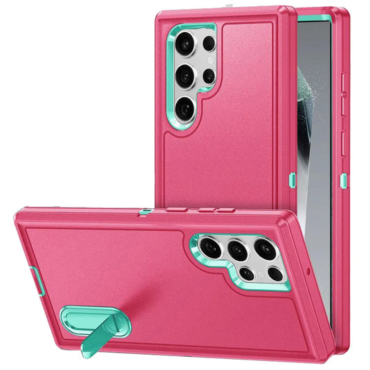 For Samsung s25 Ultra PEAK 3in1 Toughest Hybrid with Stand Cover Case - Teal/Hot Pink