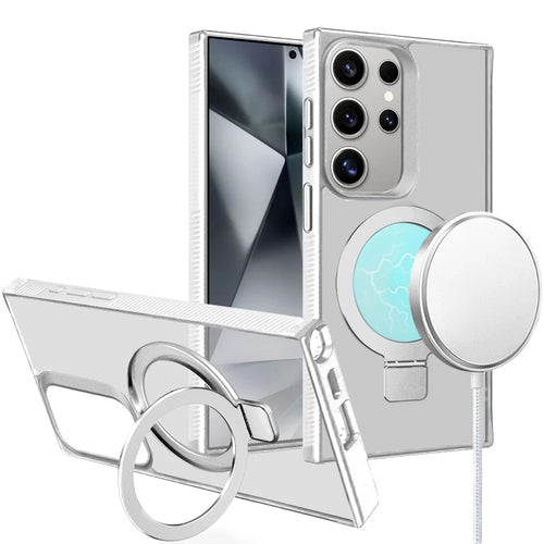 For Samsung s25 Ultra Skin Touch Feel HQ [Magnetic Circle] Kickstand Hybrid - Matte Clear