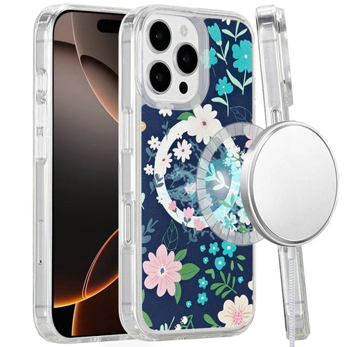 For iPhone 16 Pro Max 6.9 inch Magnetic Space UV Design Case - Galaxy Floral