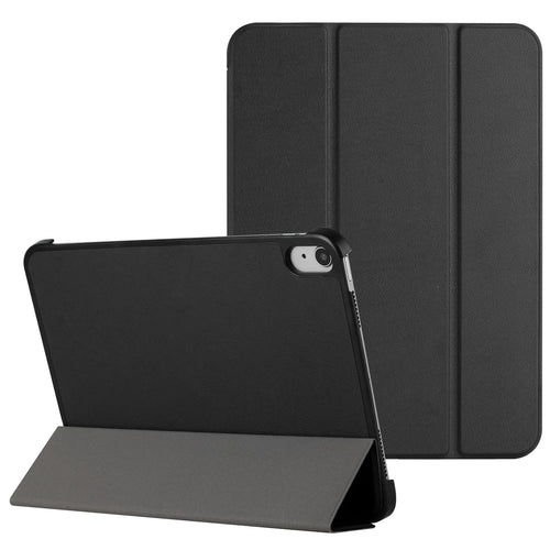 For Apple iPad (A16) 2025 / iPad 10th Gen 10.9 inch Trifold Magnetic Closure PU Leather Case Cover - Black