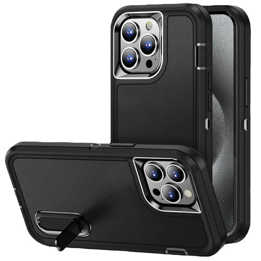 For iPhone 15 PEAK 3in1 Toughest Hybrid with Stand - Black/Black