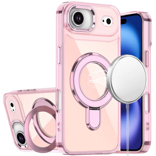 For iPhone 17 Air CHROME HQ Rotational Magnetic Ring Hybrid - Light Pink