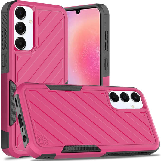 For Samsung Galaxy A26 Noble lined shockproof dual layer hybrid - Hot Pink/Black