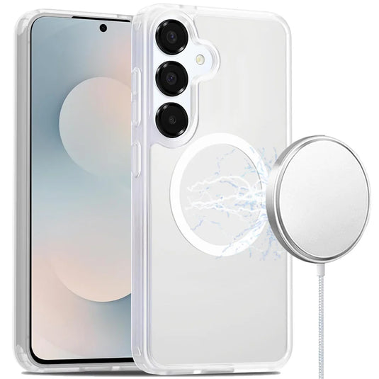 For Samsung s25 FE [Magnetic Circle] Smooth Safe Matte Feel Hybrid Case - Clear