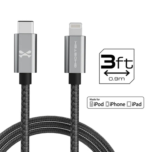 NRGline (1st Gen) - Gray, 3 Feet, Lightning - USB-C (7880467, NonInventory) For Universal - Gray