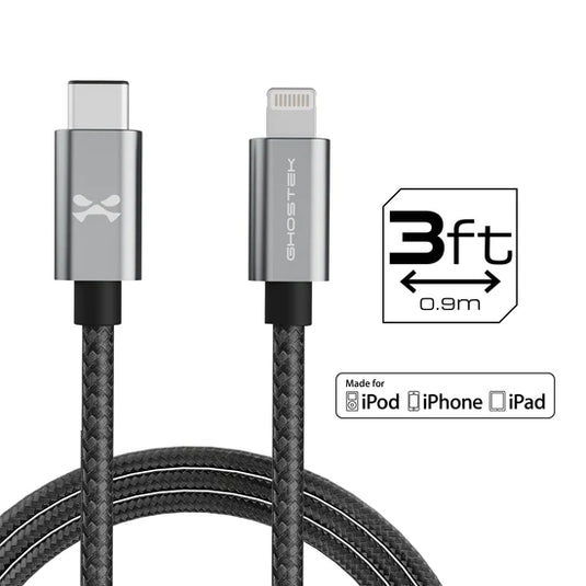 NRGline (1st Gen) - Gray, 3 Feet, Lightning - USB-C (7880467, NonInventory) For Universal - Gray