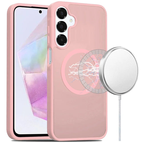 For Samsung Galaxy A36 [Magnetic Circle] Smooth Safe Matte Feel Hybrid Case - Light Pink