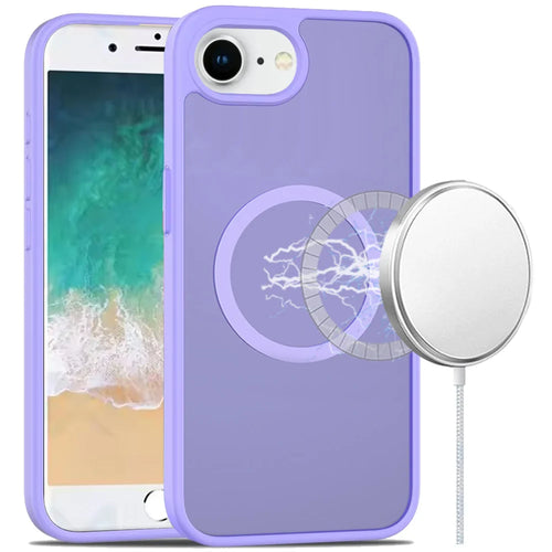 For iPhone SE4 [Magnetic Circle] Smooth Safe Matte Feel Hybrid Case - Light Purple