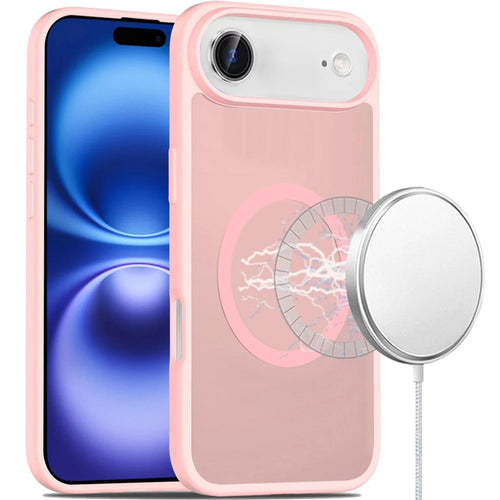 For iPhone 17 Air [Magnetic Circle] Smooth Safe Matte Feel Hybrid Case - Light Pink