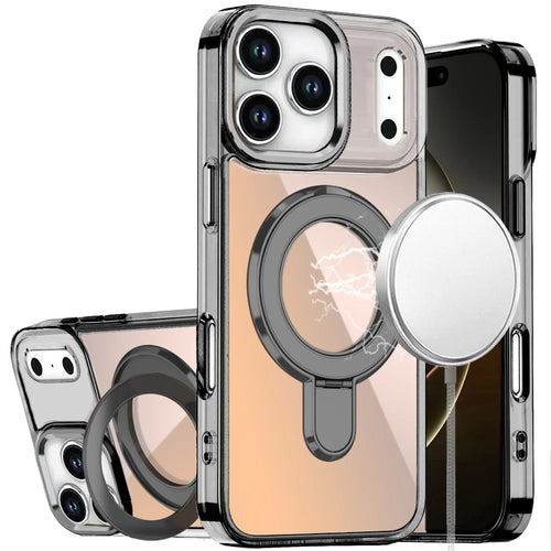 For iPhone 17 Pro Max CHROME HQ Rotational Magnetic Ring Hybrid - Black