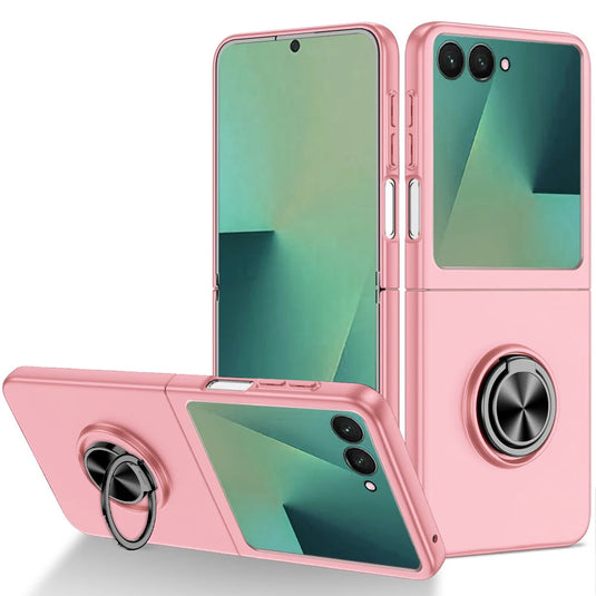 For Samsung Galaxy Z Flip 7 Chief Premium Matte Magnetic Ring Stand Hybrid Case Cover - Pink