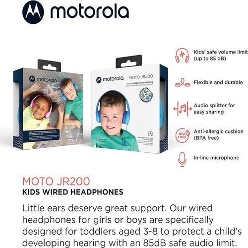 Motorola Moto JR200 Kids Headphones with Microphone - Blue (LANE B RACK 4)