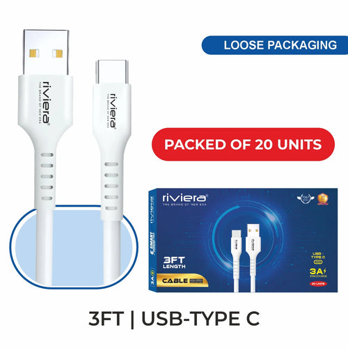 Loose (Pack of 20) Counter Box - 3FT Fast Charging Cable [USB - Type C (PD)] - White (1)
