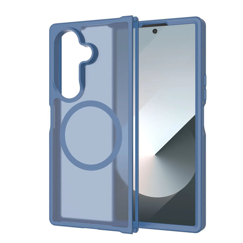 For Samsung Z Fold 7 [Magnetic Circle] Smooth Safe Matte Feel Hybrid Case - Navy Blue