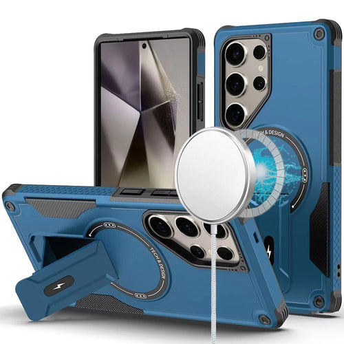 For Samsung s25 Ultra Sturdy Bracket Kickstand Magnetic Hybrid - Blue
