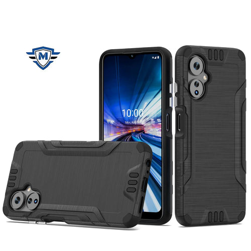 For Celero 3 METKASE Strong Tough Metallic Design Hybrid in Slide-Out Package - Black