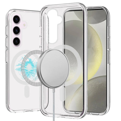 For Samsung s25 Plus/s24 Plus Sturdy Ultra [Magnetic Circle] Thick 3mm Transparent Hybrid - Clear