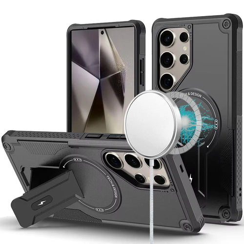 For Samsung s25 Ultra Sturdy Bracket Kickstand Magnetic Hybrid - Black