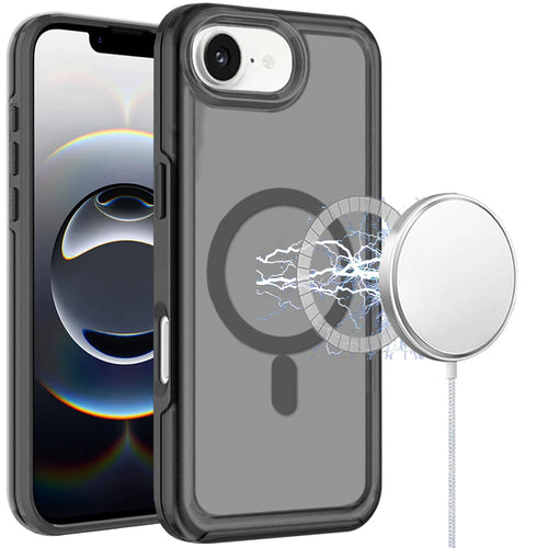 For iPhone 16E (E edition) / SE4 (2025) Glossy Oil Premium Hybrid Case Cover - Black