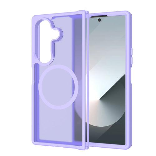 For Samsung Z Fold 7 [Magnetic Circle] Smooth Safe Matte Feel Hybrid Case - Light Purple