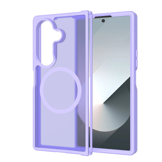 For Samsung Z Fold 7 [Magnetic Circle] Smooth Safe Matte Feel Hybrid Case - Light Purple