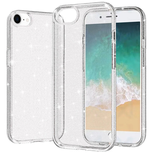 For iPhone SE4 Glitter Ultra Thick 3mm Transparent Hybrid - Clear