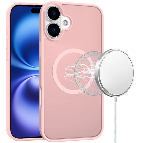 For iPhone 17 [Magnetic Circle] Smooth Safe Matte Feel Hybrid Case - Light Pink