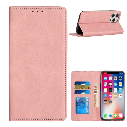 For Motorola G STYLUS 2023 Wallet Premium PU Vegan Leather ID Card Money Holder with Magnetic Closure - Rose Gold