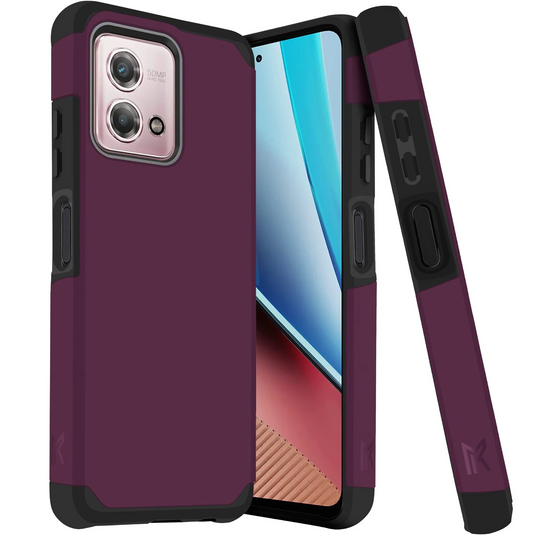 For Motorola G Stylus 2023 Cricket Only (6.5 8MP Camera) Tough Strong Hybrid (Magnet Mount Friendly) Case Cover - Dark Purple