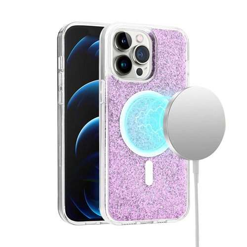 For iPhone 15 Pro Max / Ultra Epoxy Glitter 2.5mm Thick Case Cover - Light Purple