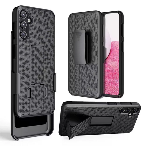 For Samsung s21 Ultra, s30 Ultra Weave Premium 3in1 Combo Holster Kickstand Case Cover - Black