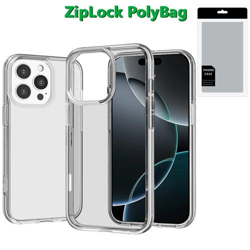 [PolyBag] For iPhone 16 Pro Max 6.9 inch Sturdy Ultra Thick 3mm Transparent Hybrid Case Cover - Clear