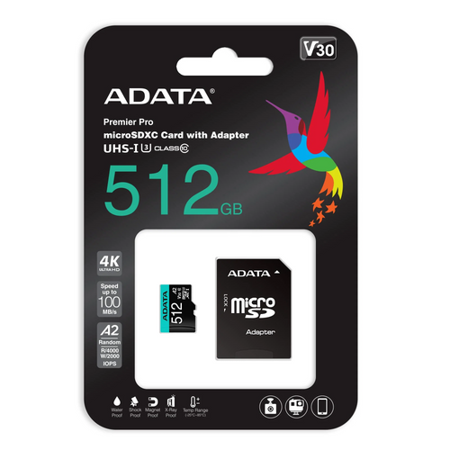 Adata MicroSD Card UHS-I Class 10 (A2, V30) With Adapter - 512GB