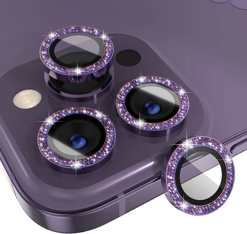 ZZEN Glitter Eagle Lens Protector for iPhone 15 / 15 Plus Two Cameras - Purple