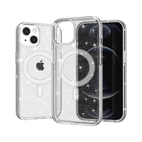 For iPhone 12 Pro Max 6.7 Glitter Ultra [Magnetic Circle] Thick 3mm Transparent Hybrid - Clear