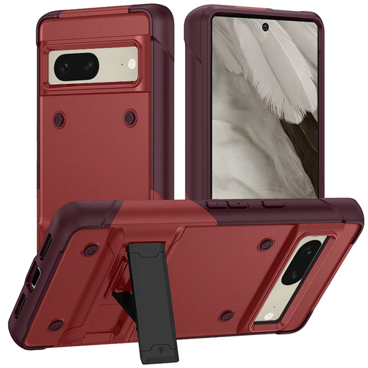 For Google Pixel 7A Thunder Kickstand Hybrid Case Cover - Red