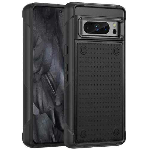 For Google Pixel 8 Pro 5G DOT Thick Beautiful Hybrid Case Cover - Black/Black