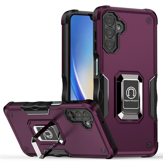 For Samsung A15 5G OPTIMUM Magnetic Ring Stand Hybrid Case Cover - Dark Purple