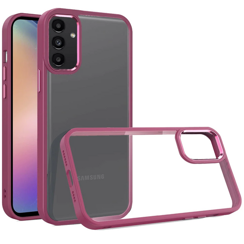 For Samsung A15 5G Finest Transparent Thick Acrylic Hybrid Metal Buttons Cover Case - Burgundy