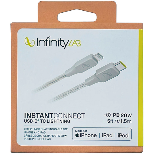 InfinityLab by Harman InstantConnect USB-C to Lightning - 20W PD Fast Charging Cable for iPhone and iPad - White (LANE B - RACK 12 - INFINITY 5)