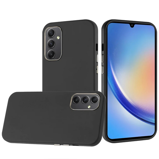 For Samsung A15 5G Classy Slick Chromed Around Hybrid Case Cover - Black