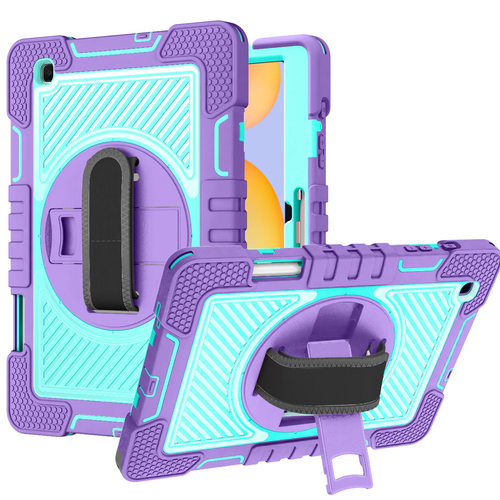 For Samsung Galaxy Tab S9 10.2 inch 3in1 Multi-Functional Tablet Case for Hand, Shoulder, Pencil & Stand - Purple/Teal