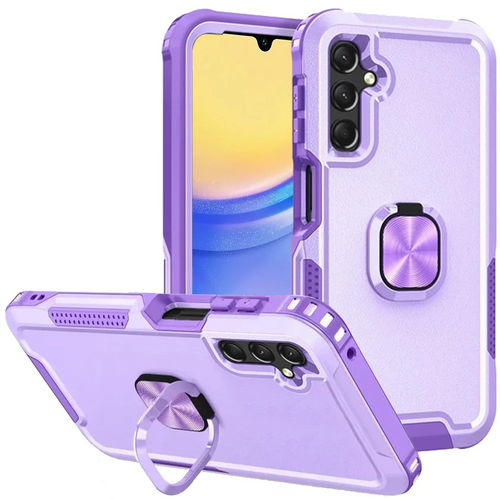 For Samsung A15 5G Superior 3in1 Magnetic Ring Stand Case Cover - Bright Purple