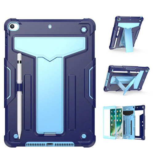 For Apple iPad (A16) 2025 / iPad 10th Gen 10.9 inch Tablet Vertical 3in1 Tough Hybrid Kickstand - NavyBlue/Blue