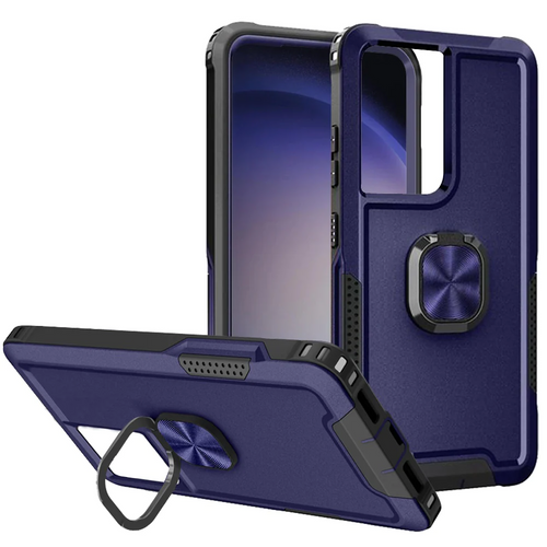 For Samsung Galaxy s24 Plus Superior 3in1 Magnetic Ring Stand Case Cover - Blue