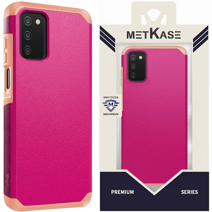 For Samsung A03s METKASE (Original Series) Tough Strong Shockproof Hybrid in Slide-Out Package - Hot Pink / Light Pink